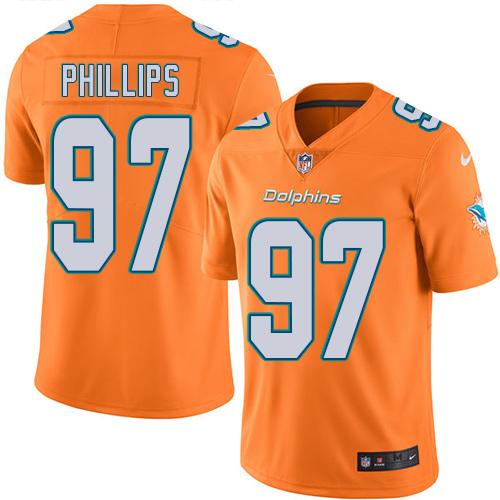 Nike Dolphins #97 Jordan Phillips Orange Men's Stitched NFL Limited Rush Jersey - Click Image to Close